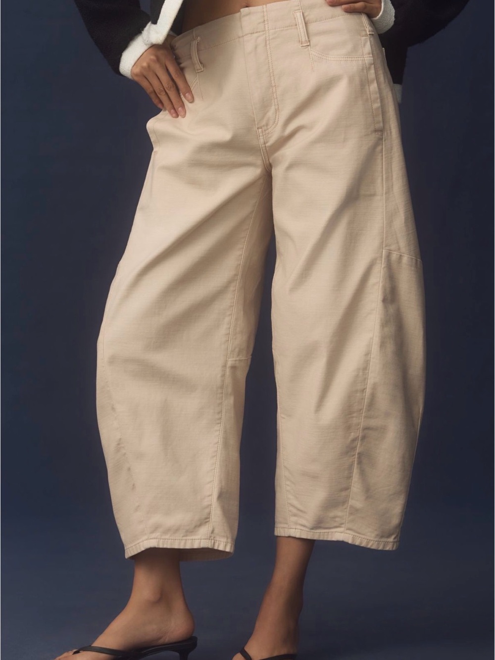 Pilcro Wide-Leg Cropped Pants in Light Beige
